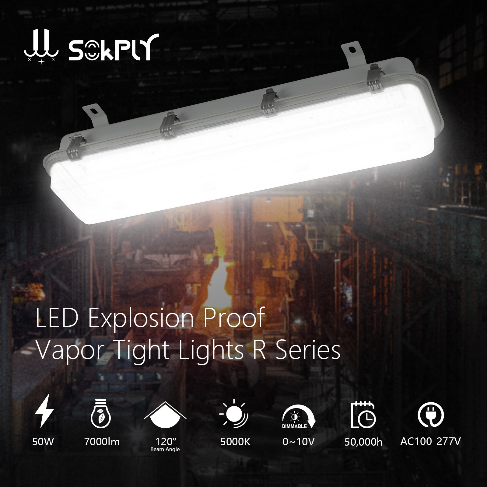 LED 4FT Explosion Vapor Proof Light 50W R4 Series